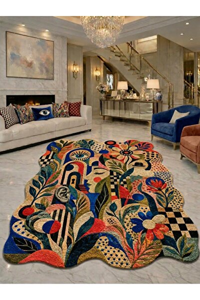 Rugs Modern Halı SDT Sürrealist Tasarım Göz ve Yüz Figürlü Modern Dokuma Taba...
