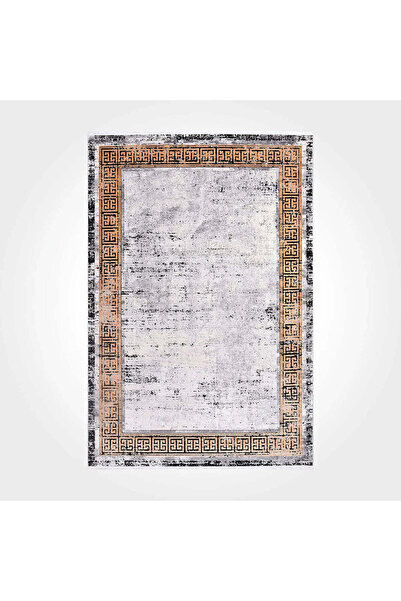 halinet Halı.Net Gray Vintage Antique Washable Non-Slip Living Room Carpet Cr...