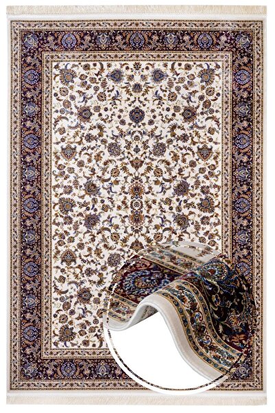 halinet Halı.Net Cream Ethnic Bohemian Washable Non-Slip Living Room Carpet A...