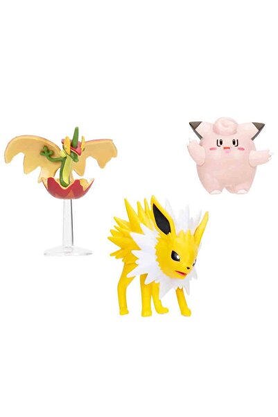 Pokemon Battle 3'lü Figür Seti Flapple Jolteon Clefairy