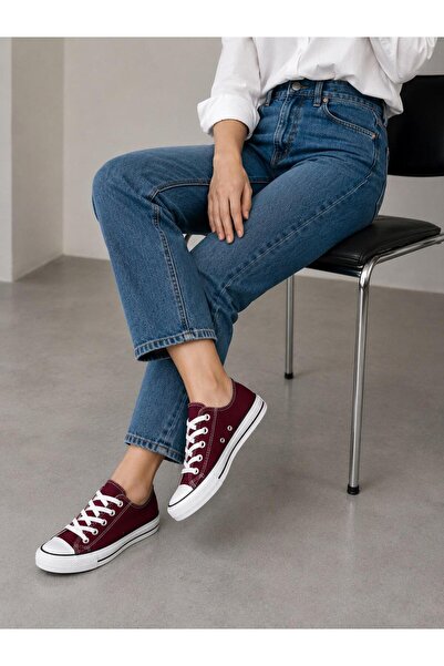 MİSSWEMODASHOES A Kalite Keten Bordo Spor Ayakkabı