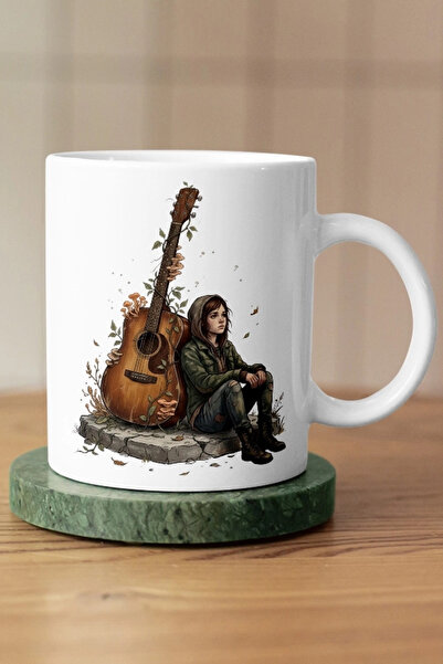 Ellie ve Sarmaşıklı Gitar Detaylı The Last of Us Fan Art Kupa