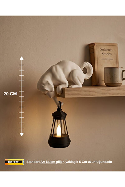 Printorium Askılı Köpek Raf Dekoru 24 CM – LED Fenerli Minimal Salon & Balkon...