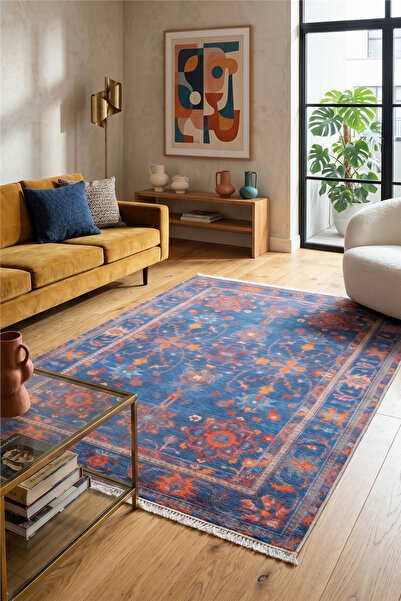 Çağ Halı Lacivert Zamanın İzi Modern Vintage Sisal Halı