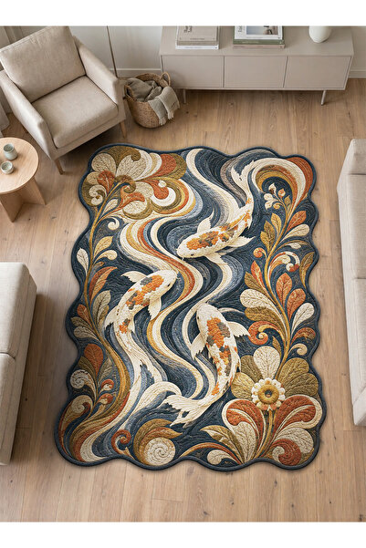 Rugs Modern Halı SDT Balık Tema Desenli Modern Dokuma Taban Dekoratif Halı sd...