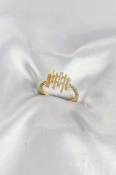 Inure Jewelry Gold Color Zircon Stone Column Model Women's Ring