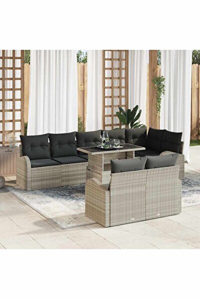 vidaxl Set de canapele pentru gradina 9 pcs Gri deschis Rattan poli