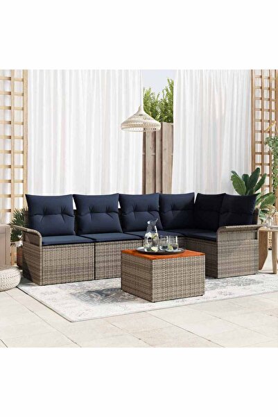 vidaxl Set de canapele pentru gradina cu perna 6 pcs Gri poliratan