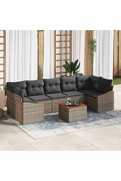 vidaxl Set de canapele pentru gradina 8 pcs Gri poliratan