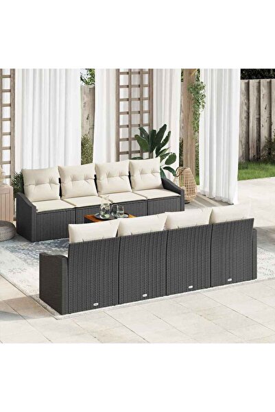 vidaxl Set de canapele pentru gradina 9 pcs Negru È™i Crem poliratan