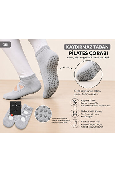 Soho Mood Șosete Pilates pentru femei, din bumbac, cu talpă anti-alunecare, p...