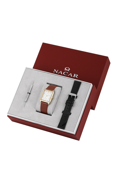 Nacar Sapphire Glass Classic Gold - Silver - Brown Men's Wristwatch Nc08-2942...