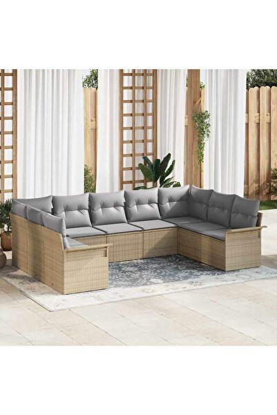 vidaxl Set de canapele pentru gradina 9 pcs Bej poliratan
