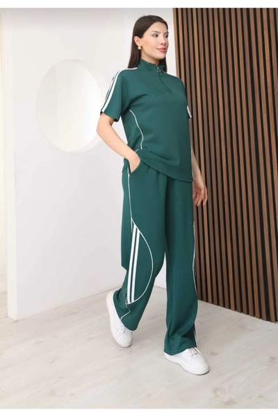 b buhari bykoc Oversize Half-Zipper Stripe Detailed Soft Textured Modal Track...