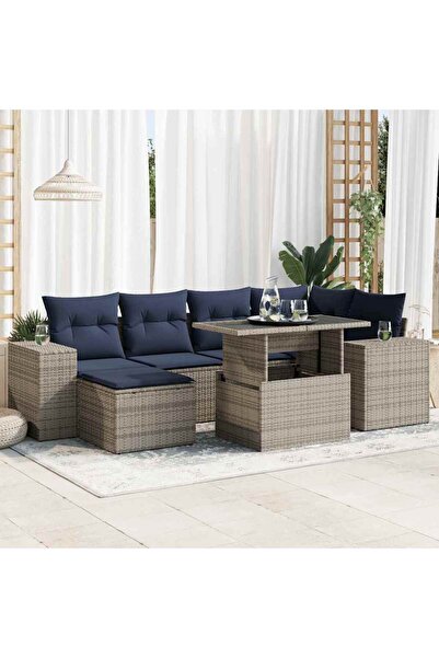 vidaxl Set canapele gradina cu perne 9 piese gri poliratan/lemn acacia
