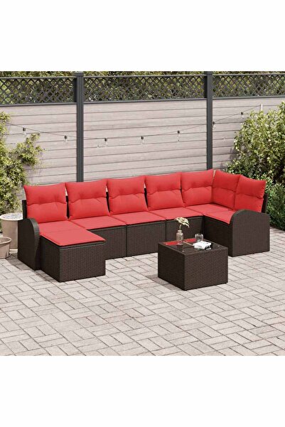 vidaxl Set de canapele pentru gradina cu perna 8 pcs Maro Poli Rattan