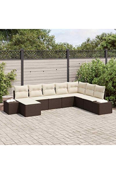 vidaxl Set de canapele pentru gradina 8 pcs Maro È™i Crem poliratan