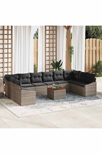 vidaxl Set de canapele pentru gradina 11 pcs Gri poliratan