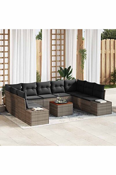 vidaxl Set de canapele pentru gradina cu depozitare 10 pcs Gri