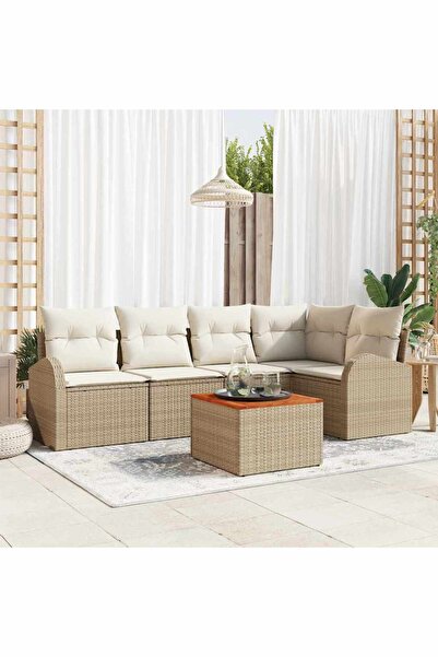 vidaxl Set de canapele pentru gradina 6 pcs Bej È™i crem poliratan