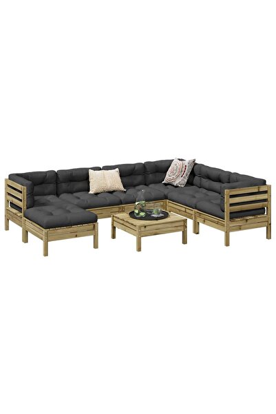 vidaxl Set canapea de gradina, 8 piese, lemn de pin tratat