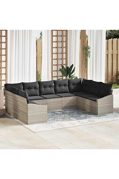 vidaxl Set de canapea cu perna 9 pcs Gri deschis poliratan