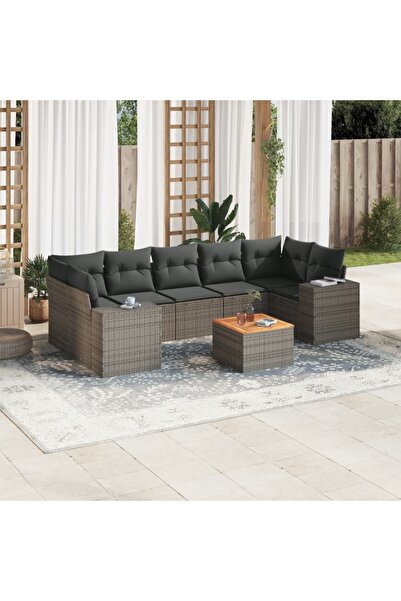 vidaxl Set canapele de gradina cu perne, 8 piese, gri, poliratan