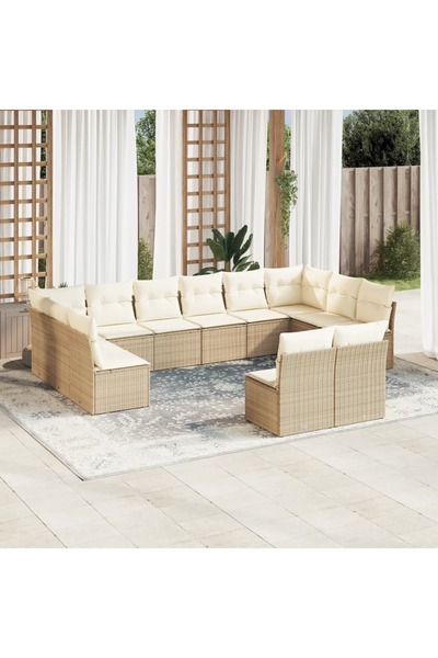 vidaxl Set canapele de gradina cu perne, 12 piese, bej, poliratan