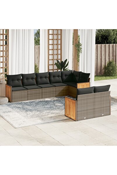 vidaxl Set canapele de gradina cu perne, 8 piese, gri, poliratan