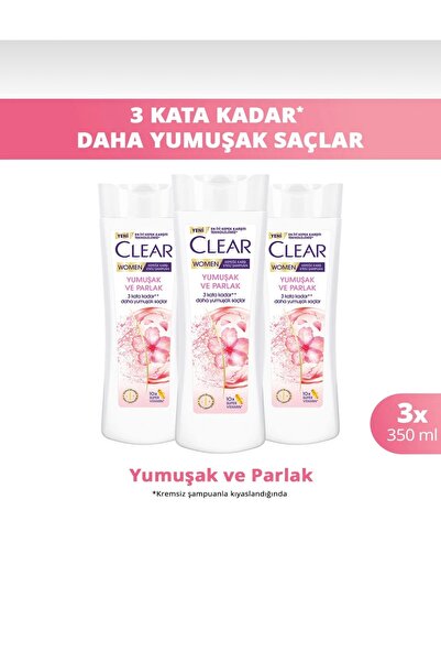 Clear Women Kepeğe Karşı Etkili Şampuan Yumuşak ve Parlak 350 ml*3 Adet