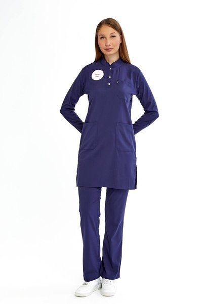 Çatı Medikal Modest - Tesettür Hemşire Forması Likralı Scrubs (Yeni Yönetmeliğe Uygun - Patriot Blue) (Takım)