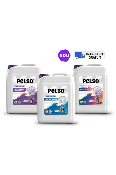 Pelso Pachet Detergent lichid gel PRO LINE 3 X 5L, rufe albe si colorate