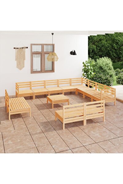 vidaxl Set mobilier de gradina, 13 piese, lemn masiv de pin