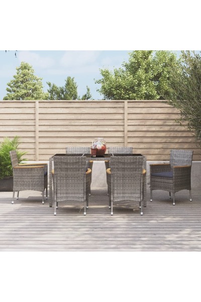 vidaxl Set mobilier de gradina cu perne, 7 piese, gri, poliratan
