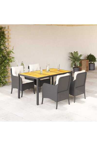 vidaxl Set mobilier de gradina cu perne, 5 piese, negru, poliratan