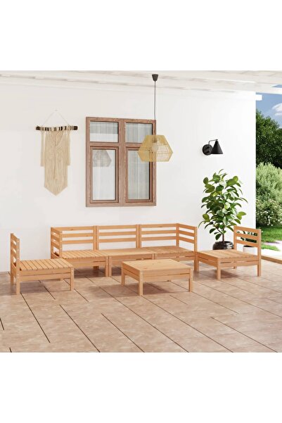 vidaxl Set mobilier de gradina, 6 piese, lemn masiv de pin