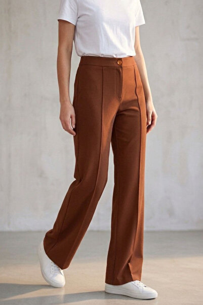 FİT WOMEN Yüksel pantalone sa širokim nogavicama i šavovima za podizanje stru...