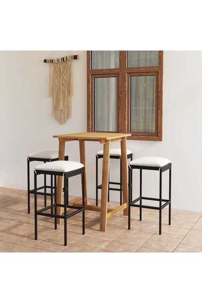 vidaxl Set mobilier bar de gradina cu perne, 5 piese, negru