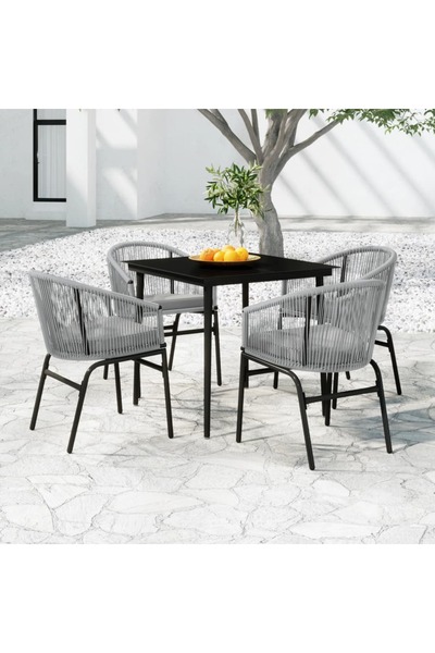 vidaxl Set mobilier de gradina, 5 piese, gri