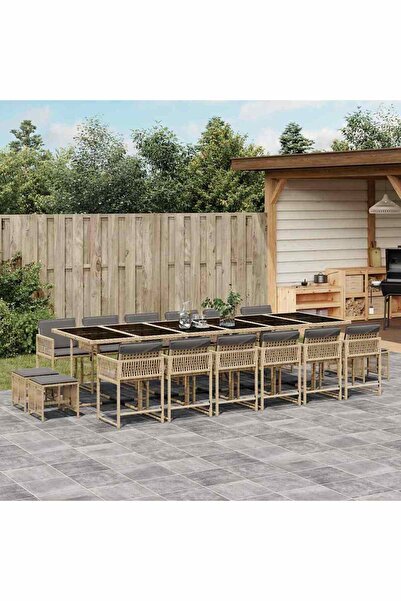 vidaxl Set mobilier gradina cu perne, 17 piese bej combinat poliratan