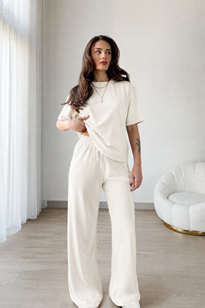 Women's Modal Combed Cotton Full Flex Super High Waist Bottom Top Set