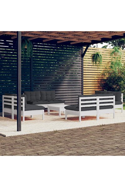 vidaxl Set mobilier gradina cu perne, 5 piese, antracit, lemn de pin