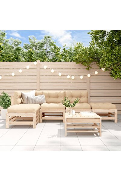 vidaxl Set mobilier relexare de gradina, 6 piese, lemn masiv de pin