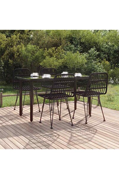 vidaxl Garden furniture set, 5 pieces, black, polyrattan