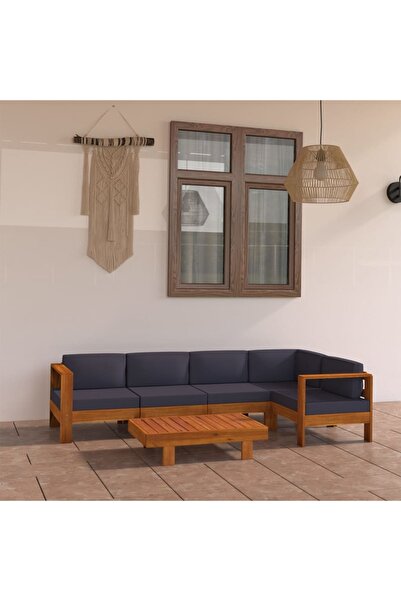 vidaxl Set mobilier gradina perne gri a®nchis, 6 piese, lemn acacia