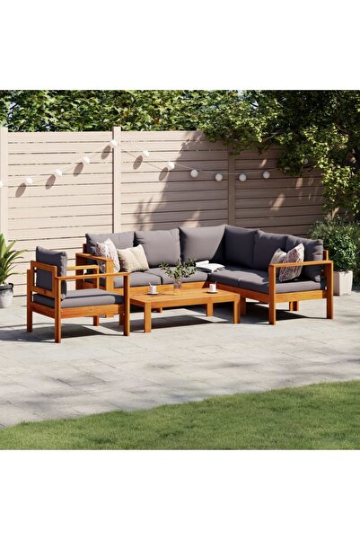 vidaxl Garden sofa set with cushions, 5 pcs., solid acacia wood