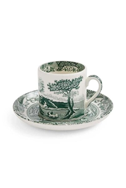 SPODE Green Italian Coffee Cup+Plate