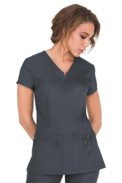 KOI Happiness Mackenzie Women's Medical Coat, Charcoal Gray (Model 204)