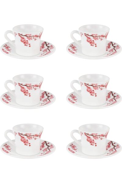 DELCASA DC3402 Opalware Cup and Saucer Set 12-Pieces