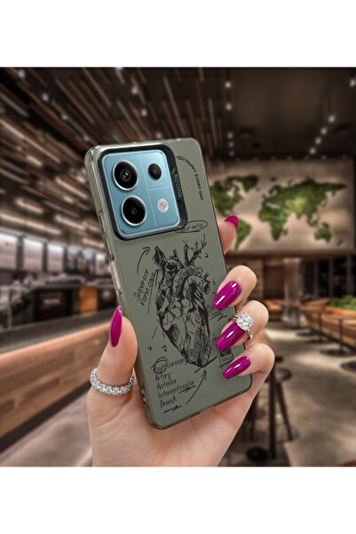 Caseji RedMi Note 13 Pro 5G Uyumlu Anatomik Kalp Baskı Desen Darbe Emici Tele...